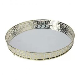 BANDEJA ESPELHADA DE METAL DOURADA 35CM - 1