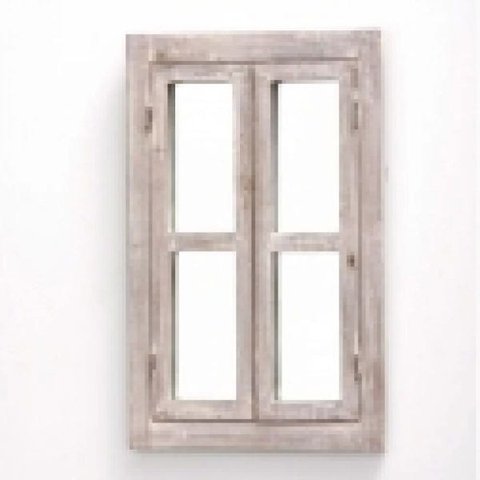 Espelho com Moldura de Madeira Formato Janela