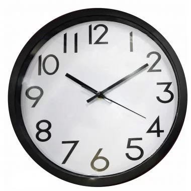 Relógio de Parede de Plastico Preto e Branco 25cm x 4cm - 1