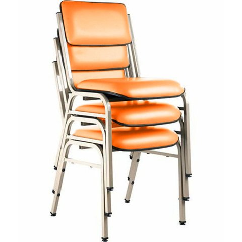 Kit com 3 Cadeiras para Auditórios Linha Hotel Smart Laranja