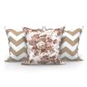 Jogo Almofada Chevron Bege e Floral 45cm x 45cm com refil - 1