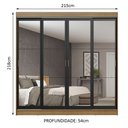 Ver imagem 3 de Guarda-Roupa Casal Madesa Austin 4 Portas de Correr de Espelho 3 Gavetas Rustic/Preto Cor:Rustic/Pre