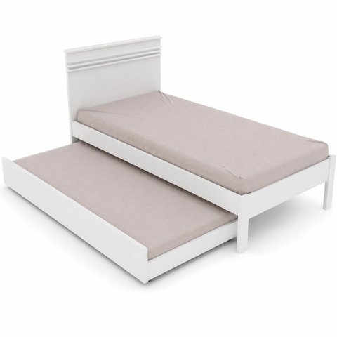 Cama de Solteiro com Auxiliar Rafaela Branco