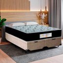 Ver imagem 5 de Cama Box Baú Queen Bipartido Suede + Colchão Molas Ensacadas Sereneprime Sonnolux 158x198x69 Bege