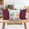 Kit Almofada Vinho para Sala 3 Unidades e Azul Floral Tiffany 45cm - 5