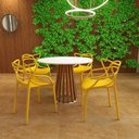Ver imagem 2 de Conjunto Mesa de Jantar Redonda Branca 100cm Talia Amadeirada com 4 Cadeiras Allegra - Amarelo