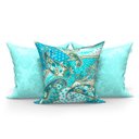 Ver imagem 1 de Kit Almofada Azul Tiffany Estampada 45cm x 45cm com Refil 3 Unidades