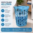 Ver imagem 7 de Cesto para Roupas Telado com Tampa Organizador Plastico 40L Lavanderia Kangur
