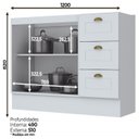 Ver imagem 3 de Balcao Pia 2 Portas 3 Gavetas 120 Cm C353 Americana Branco Henn