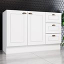 Ver imagem 2 de Balcao Pia 2 Portas 3 Gavetas 120 Cm C353 Americana Branco Henn