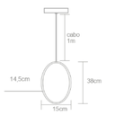 Ver imagem 2 de Pendente Madeira Oval Slim 38cm - Marfim