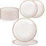 Kit de 50 Pratos Rasos 28cm Porcelana Tramontina Rustico Creme Marrom Luxo Refeição - 1