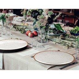 Kit de 50 Pratos Rasos 28cm Porcelana Tramontina Rustico Creme Marrom Luxo Refeição - 4