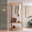 Ver imagem 1 de Closet Aberto Vercelli em Madeira Maciça Design Moderno para Quarto - Amêndoa