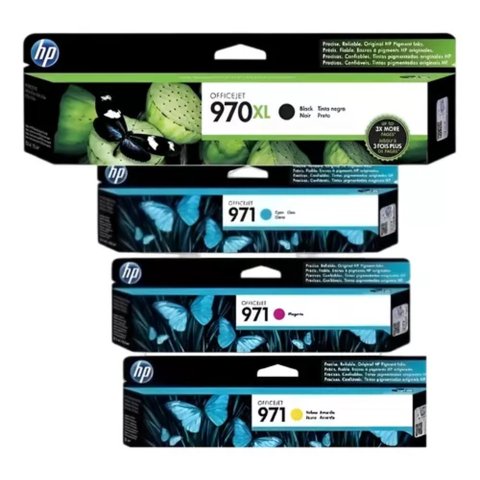Cartucho Hp 970xl Preto e Hp 971 Colorido Conjunto 4 Cores Kit