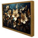 Ver imagem 1 de Quadro Decorativo Floral Luxo Azaléias Douradas em Moldura Caixa Tacolado Moldura Caixa 3cm Freijó C