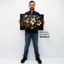 Ver imagem 2 de Quadro Decorativo Floral Luxo Azaléias Douradas em Moldura Caixa Tacolado Moldura Caixa 3cm Freijó C