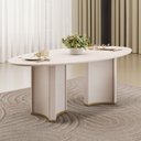 Ver imagem 1 de Mesa de Jantar 8 Lugares Orgânica Elipse Tampo com Vidro 218cm Monet D05 Off White - Lyam Decor