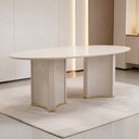 Ver imagem 3 de Mesa de Jantar 8 Lugares Orgânica Elipse Tampo com Vidro 218cm Monet D05 Off White - Lyam Decor