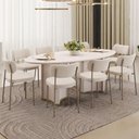 Ver imagem 2 de Mesa de Jantar 8 Lugares Orgânica Elipse Tampo com Vidro 218cm Monet D05 Off White - Lyam Decor
