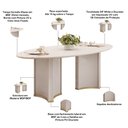 Ver imagem 4 de Mesa de Jantar 8 Lugares Orgânica Elipse Tampo com Vidro 218cm Monet D05 Off White - Lyam Decor
