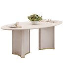 Ver imagem 6 de Mesa de Jantar 8 Lugares Orgânica Elipse Tampo com Vidro 218cm Monet D05 Off White - Lyam Decor
