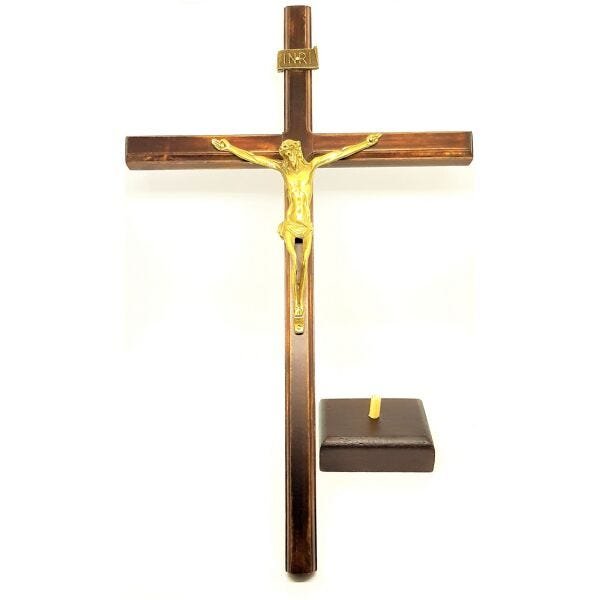 3214 - Crucifixo de mesa Slim com Cristo metal 40 cm