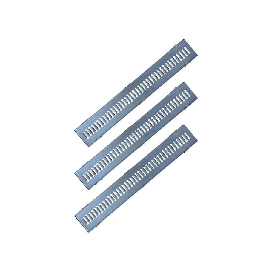 Kit 3 Ralo Grelha Linear e Caixilho Aço Galvanizado 15x100cm