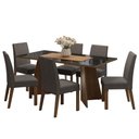Ver imagem 7 de Conjunto Sala de Jantar Mesa Tampo de Vidro 6 Cadeiras Madesa Rustic-preto-silver