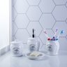 Kit Para Banheiro Lavabo Cerâmica Branco Sweet Home 4 Peças Casa Limpa - 6