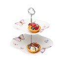 Ver imagem 2 de Prato Duplo de Porcelana Branca P/Doces Borboletas 24x25cm Wolff