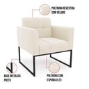 Ver imagem 2 de Kit 1 Sofá Namoradeira e 1 Poltrona Elisa Veludo Base Metálica Industrial Preto - D'Rossi Cor Bege