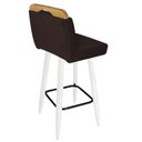 Ver imagem 3 de Kit 03 Banqueta Alta C/ Encosto Lith Para Cozinha Bar Balcão Bistrô Pé Palito Branco Suede Marrom -