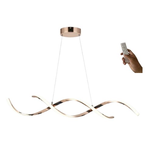 Lustre LED Espiral Moderno 54W 100cm Rose c/ Controle