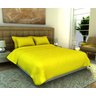 Cobre Leito King 3 Peças Malha Lisa 100% Algodão Amarelo Canário - 1
