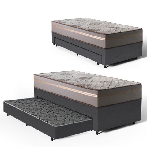 Cama Box com Colchão de Espuma D33 Millenium One Face + Auxiliar de Espuma Unique Solteiro 88cm