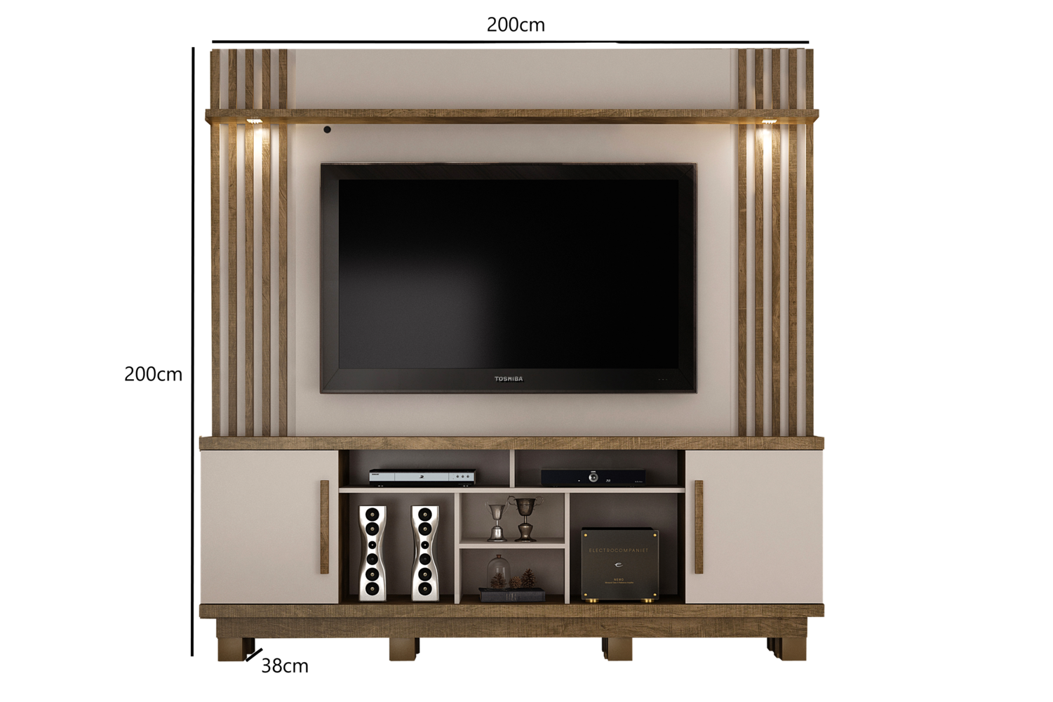 Home Theater Plenus para TV ate 60 Polegadas Valdemoveis Off White/Ipê - 2