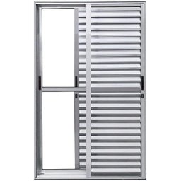 Porta de Alumínio Balcão 3 Folhas Móveis Com Fechadura Anchieta Esquadrias 2,10 x 1,50  - 1