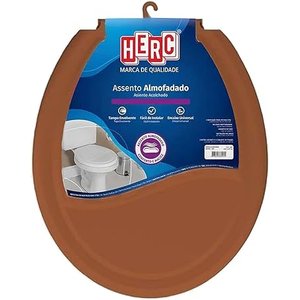 Assento Sanitário Herc Almofadado de Polietileno, Poliuretano e Polipropileno com Forma Oval Ocre Li