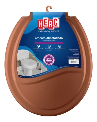 Assento Sanitário Herc Almofadado de Polietileno, Poliuretano e Polipropileno com Forma Oval Ocre Li - 4