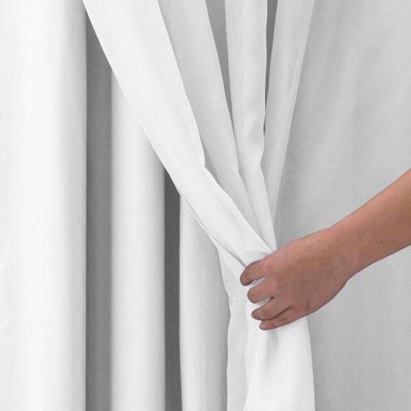 Cortina para Quarto Branca Blackout Corta Luz PVC com Voil 2,80 x 1,60 para Varão Simples 2,00 - 2