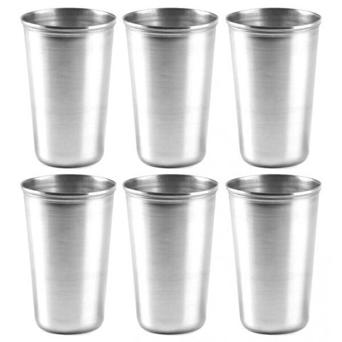 Kit 6 Copo Pequeno Inox 300 Ml