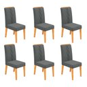 Ver imagem 1 de Conjunto Kit com 6 Cadeiras Estofadas para Sala de Jantar Yasmin MDF Cedro Linho Granito DJ Móveis