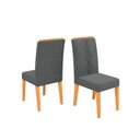 Ver imagem 3 de Conjunto Kit com 6 Cadeiras Estofadas para Sala de Jantar Yasmin MDF Cedro Linho Granito DJ Móveis