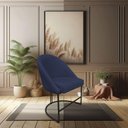 Ver imagem 6 de Kit 04 Cadeiras Poltrona de Jantar Bela Suede Base Metálica Industrial Preto - Pallazio Azul