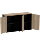 Ver imagem 3 de Armário Baixo Credenza PE25 Pandin 121,50 cm (largura) em MDP Cor Noce Naturalle e Preto com Três