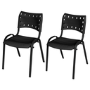 Ver imagem 1 de Kit 2 Cadeira Iso Tubo Oblongo Aço Industrial Empilhavel - Preto