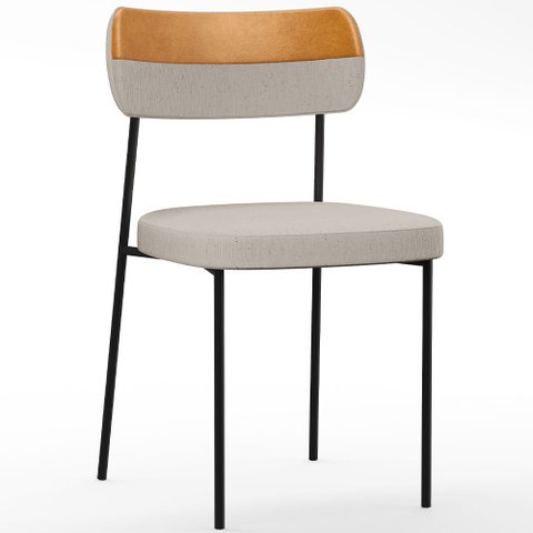 Cadeira Decorativa Estofada para Sala de Jantar Melina L02 Linho Cru Couríssimo Whisky - Lyam Decor