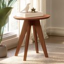 Ver imagem 1 de Mesa de Canto 50cm Estilo Retrô Redonda 100% MDF Dalla Costa Cor:Pinhão