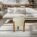 Ver imagem 2 de Puff Luxo Redondo com Pés de Madeira Conforto e Sofisticação - Bege
